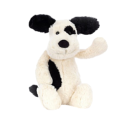 Jellycat  Bashful Black & Cream Puppy Original  害羞的黑色乳白色小狗   Medium中号 毛绒玩具 BAS3BCPNN 高31cm x宽12cm