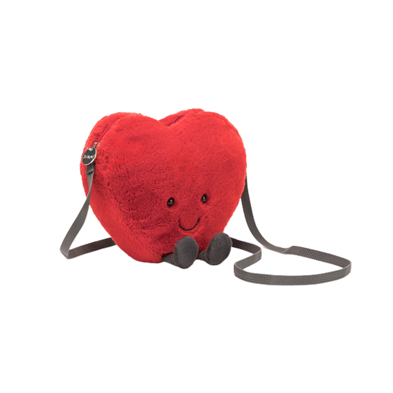 Jellycat Amuseable Heart Bag 趣味红色爱心包包毛绒玩具 A4HB 高17cm x 宽18cm