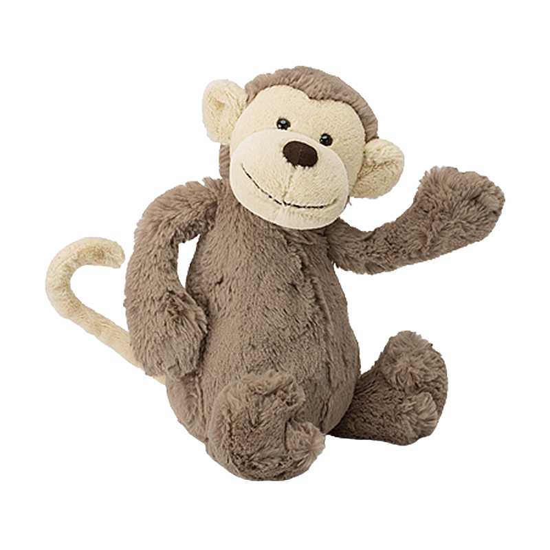 Jellycat Bashful Monkey 害羞的猴毛绒玩具 Medium中号 BAS3MKNN 高31cm x 宽12cm