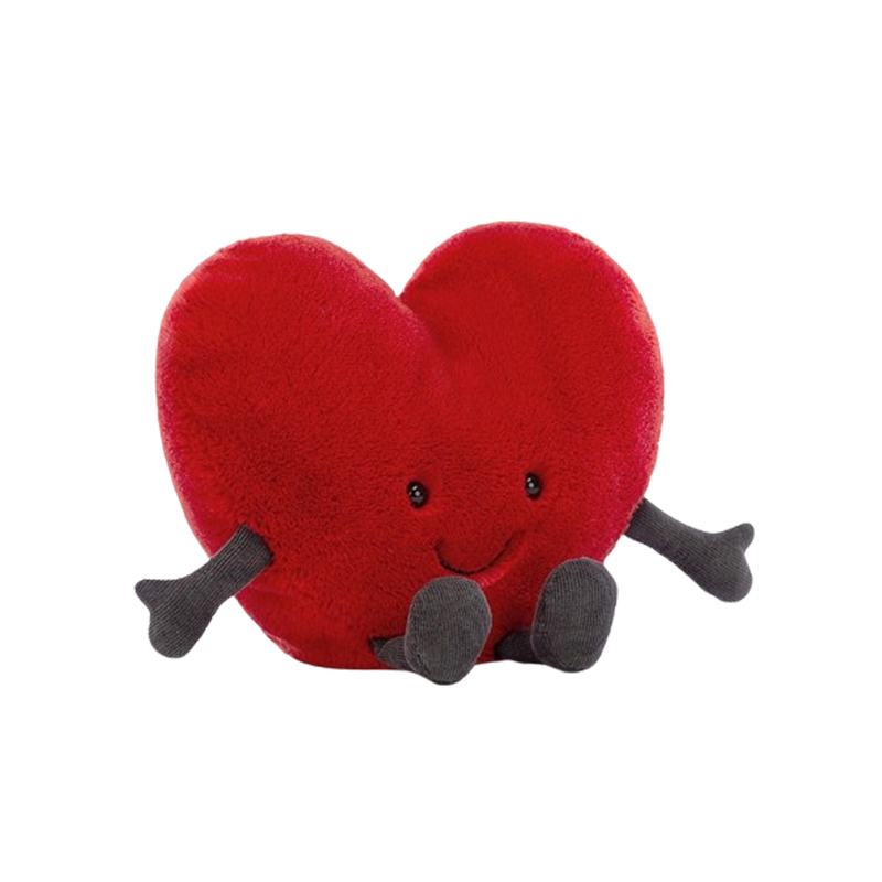 Jellycat Amuseable Red Heart趣味红色爱心 毛绒玩具 Lagre大号 A3REDH 高17cm x 宽19cm